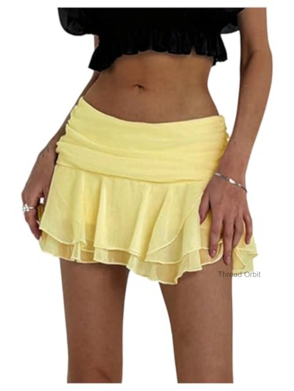 Ruffle Tiered Flared Mini Skirt - Low Waist Rave Party